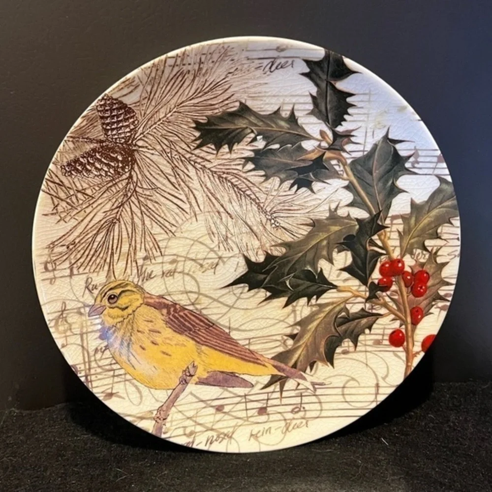 Pottery Barn 8” Bird Decoupage Plates Set of 4